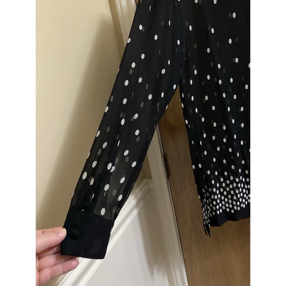 Valerie Stevens 100% Silk Mesh Women's Size 8 Polka Dot Button Down Blouse Shirt - Picture 11 of 16